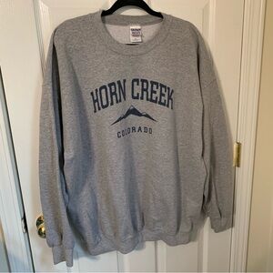 Gildan xxl Gray Crewneck Sweater with Blue Print